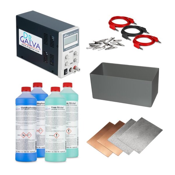 Set de Cobre brillante + Níquel - Set completo para cobreado y niquelado para galvanizado por baño