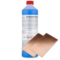 Electrolito de cobre brillante 1000ml con 2x ánodo plano 100 x 60 x 0,6mm